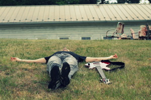 Relaxing outside of the studio